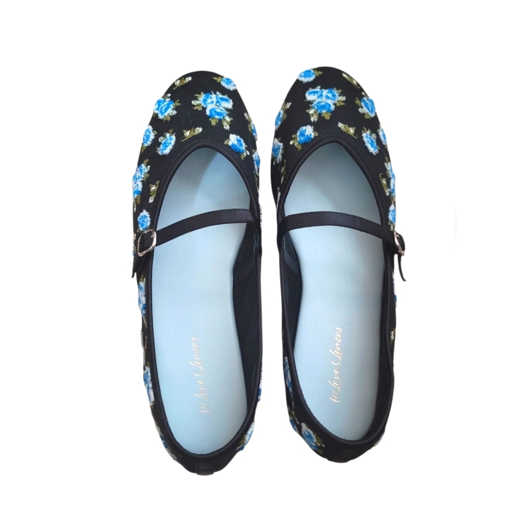 For Love and Lemons  Evelyne Embroidered Floral Flats